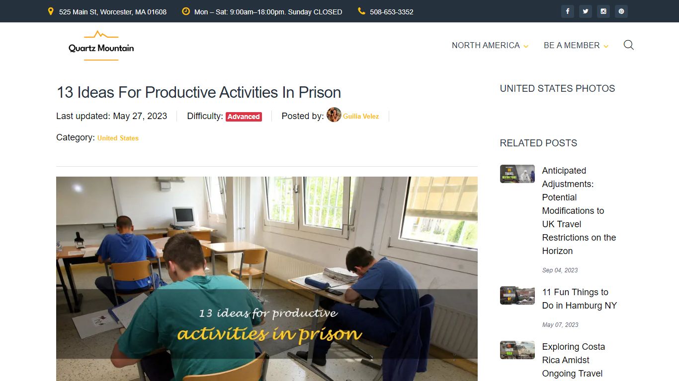 13 Ideas For Productive Activities In Prison | QuartzMountain